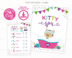 Kitty Spa Birthday Sign, Cat Spa Party Decoration, Printable Sign