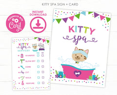 Kitty Spa Birthday Sign, Cat Spa Party Decoration, Printable Sign