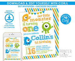 Editable Monster Birthday Invitation, Any Age (Digital Download)