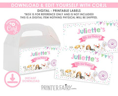 Puppies Kitties Adoption Party Box Labels, Pet Birthday Decorations (Digital Download)