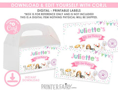 Puppies Kitties Adoption Party Box Labels, Pet Birthday Decorations (Digital Download)