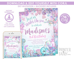 Under the Sea Birthday Invitation, Sea Animals Party (Digital Download)