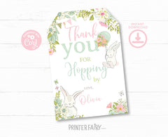 Bunny Favor Tag Editable Template, Add Your Own Text for Any Event INSTANT DOWNLOAD