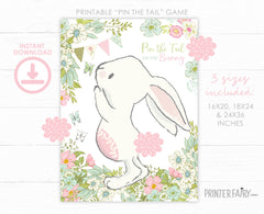 Pin the Tail on the Bunny Game, Spring Birthday Party Activity (Instant Download)