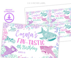 Shark Adoption Party Gable Box Labels, Under the Sea Favors (INSTANT DOWNLOAD)