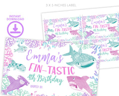 Shark Adoption Party Gable Box Labels, Under the Sea Favors (INSTANT DOWNLOAD)
