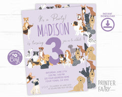 Puppy Birthday Invitation, Pet Adoption Party (Instant Download)