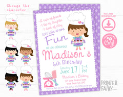 Editable Baking Birthday Invitation, Bakery Theme (Instant Download)