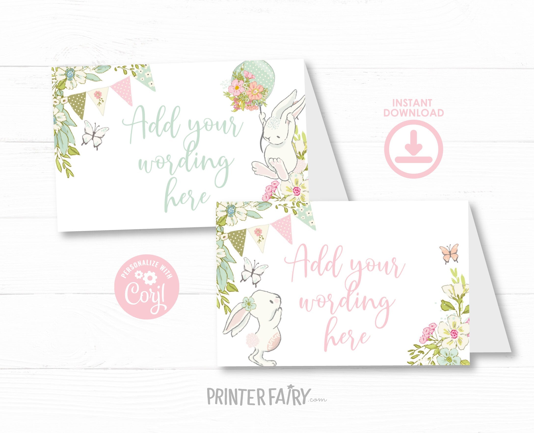 Easter Bunny Food Tent Cards, Spring Party Buffet Labels (Digital Download)