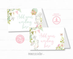 Easter Bunny Food Tent Cards, Spring Party Buffet Labels (Digital Download)