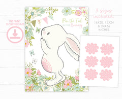Pin the Tail on the Bunny Game, Spring Birthday Party Activity (Instant Download)