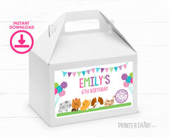 Editable Pet Adoption Party Gable Box Labels, Puppy Kitten Birthday Decorations (Digital Download)