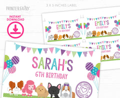 Editable Puppy Adoption Party Gable Box Labels, Pet Pawty Birthday Decorations (Instant Download)