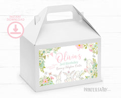 Bunny Gable Box Labels EDITABLE Template, INSTANT DOWNLOAD