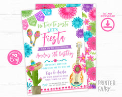 Editable Fiesta Birthday Invitation, Mexican Theme (Digital Download)