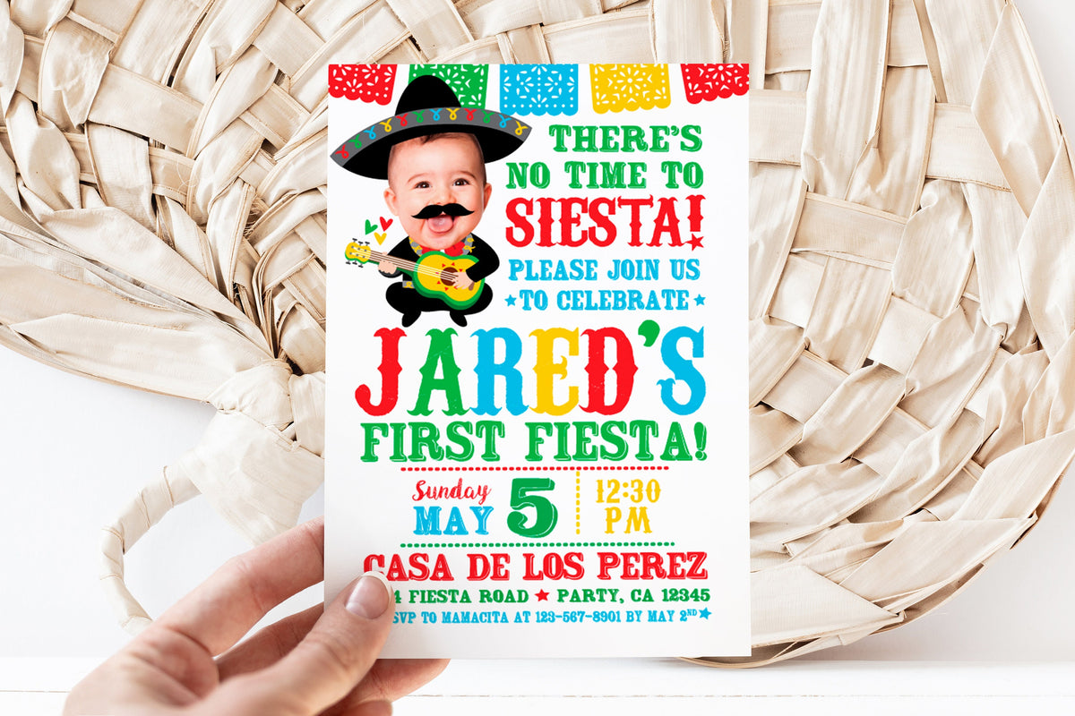 Fiesta First Birthday Invitation, Mariachi Theme (Digital Personalized Invitation)