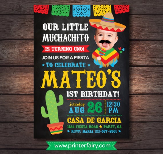 Fiesta Birthday Invitation Personalized with your Photo for any age, Digital or Printable Design