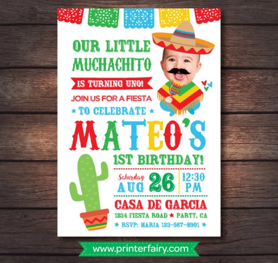 Fiesta Birthday Invitation, Muchachito Theme (Digital Personalized Invitation)