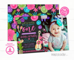 Fiesta First Birthday Invitation with Photo, Editable Cinco de Mayo (Digital Item)