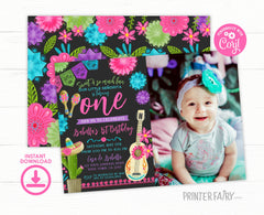Fiesta First Birthday Invitation with Photo, Editable Cinco de Mayo (Digital Item)