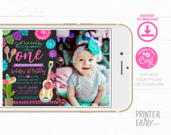 Fiesta First Birthday Invitation with Photo, Editable Cinco de Mayo (Digital Item)