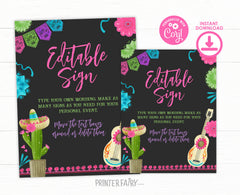 Fiesta Birthday Party Sign, Editable Mexican Decor (Digital Item)