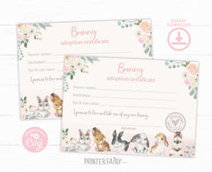 Bunny Adoption EDITABLE Templates Bundle, Adoption Certificate and Sign, INSTANT DOWNLOAD