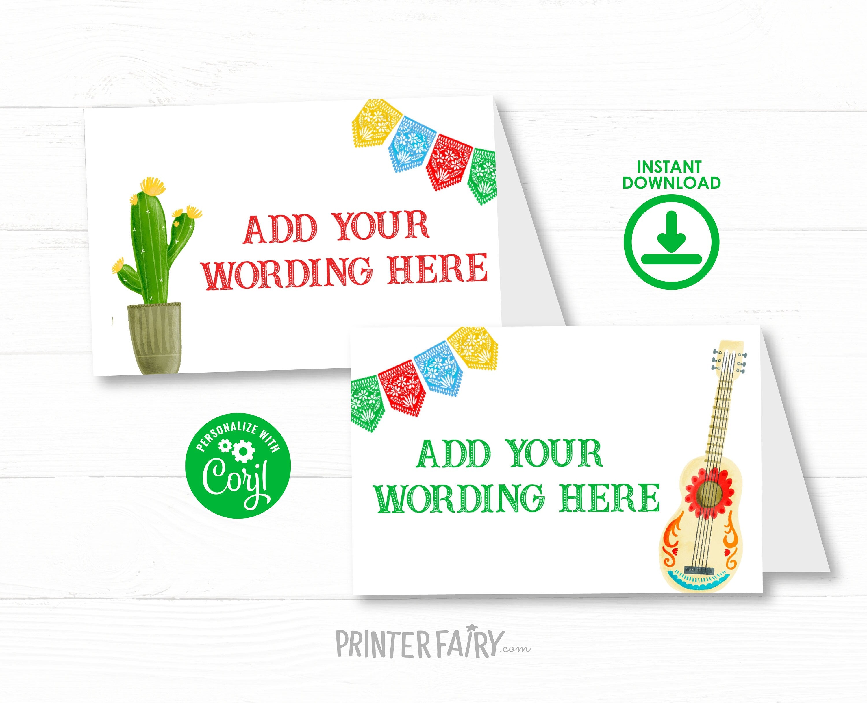Cinco de Mayo Fiesta Food Tents Editable Template, INSTANT DOWNLOAD