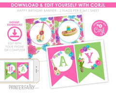 Fiesta Cinco de Mayo Birthday Party Banner Editable Template Decorations, Instant Download