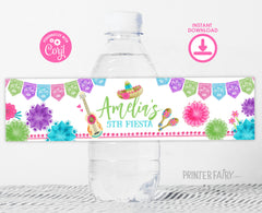 Cinco de Mayo Fiesta Party Water Bottle Label, Editable Template, Instant Download