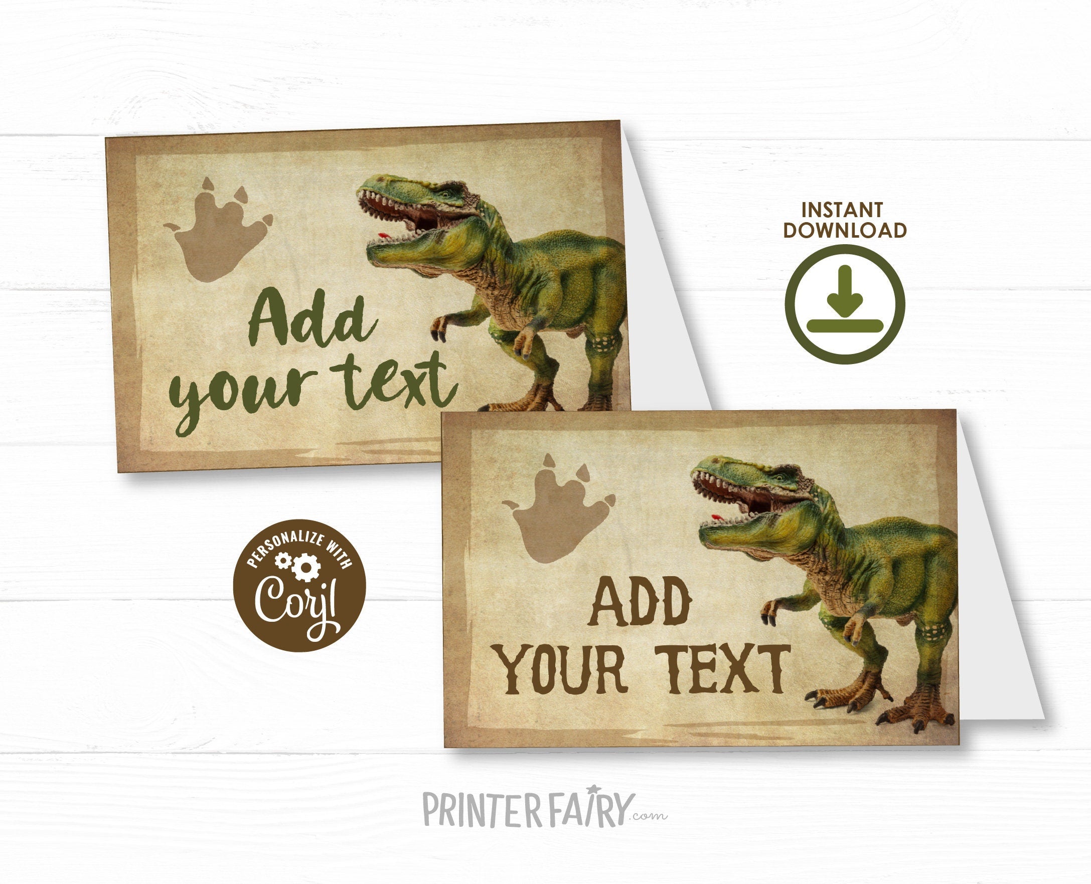 Editable Dinosaur Birthday Party Food Tents (Digital Download)