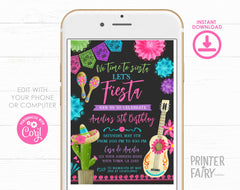 Mexican Fiesta Birthday Party Invitation EDITABLE Template for Any Age, INSTANT DOWNLOAD
