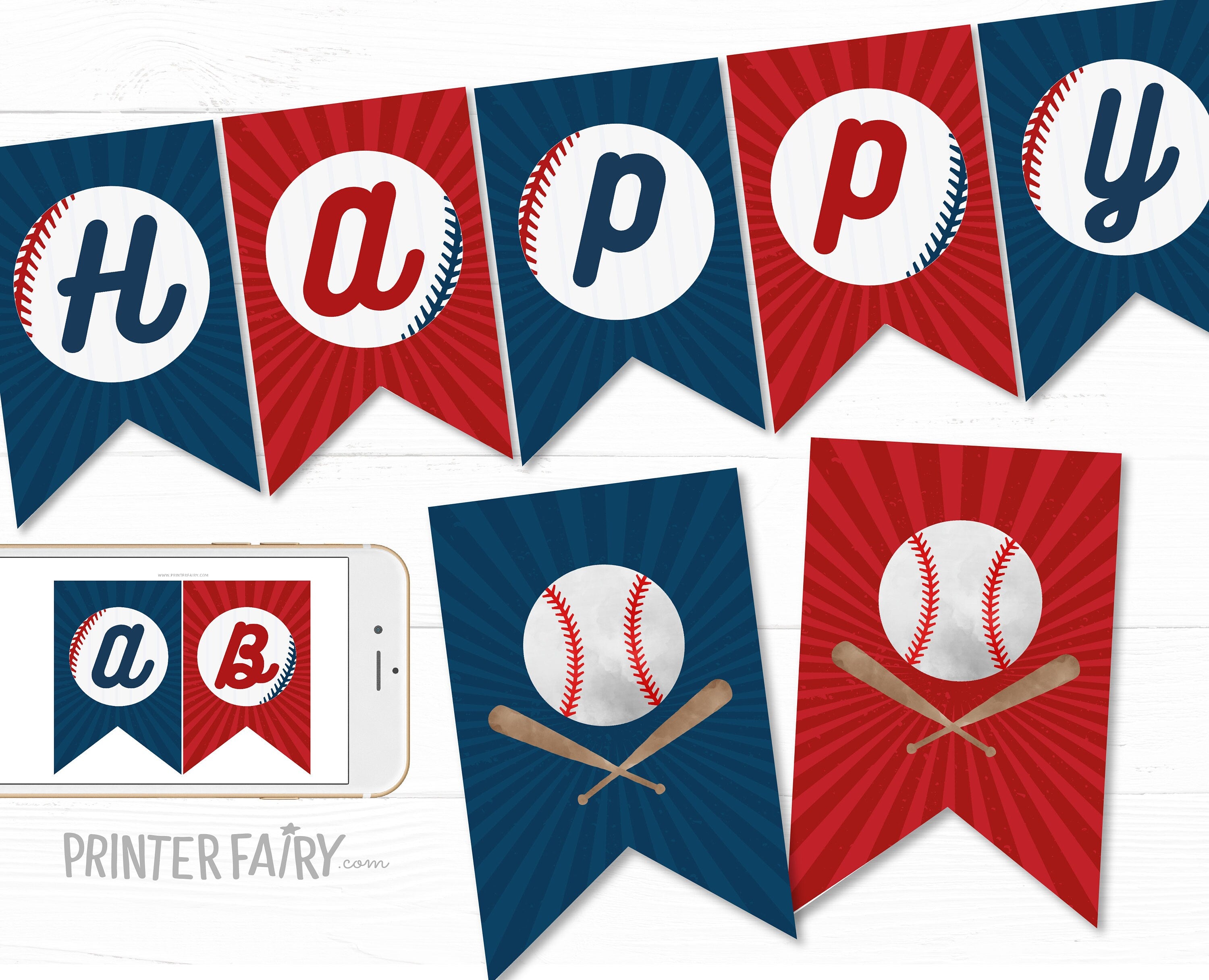 Editable Baseball Birthday Banner, Sports Party Invite (Digital)