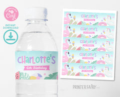 Pool Birthday Water Bottle Label, Editable Splish Splash Party Decor (Digital Download)