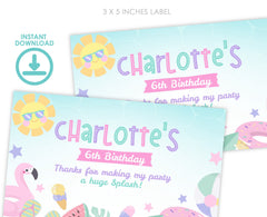 Pool Party Gable Box Label, Editable Birthday Template (Digital Download)