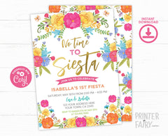 Fiesta Birthday Invitation, Editable Template, Cinco de Mayo Party (Instant Download)