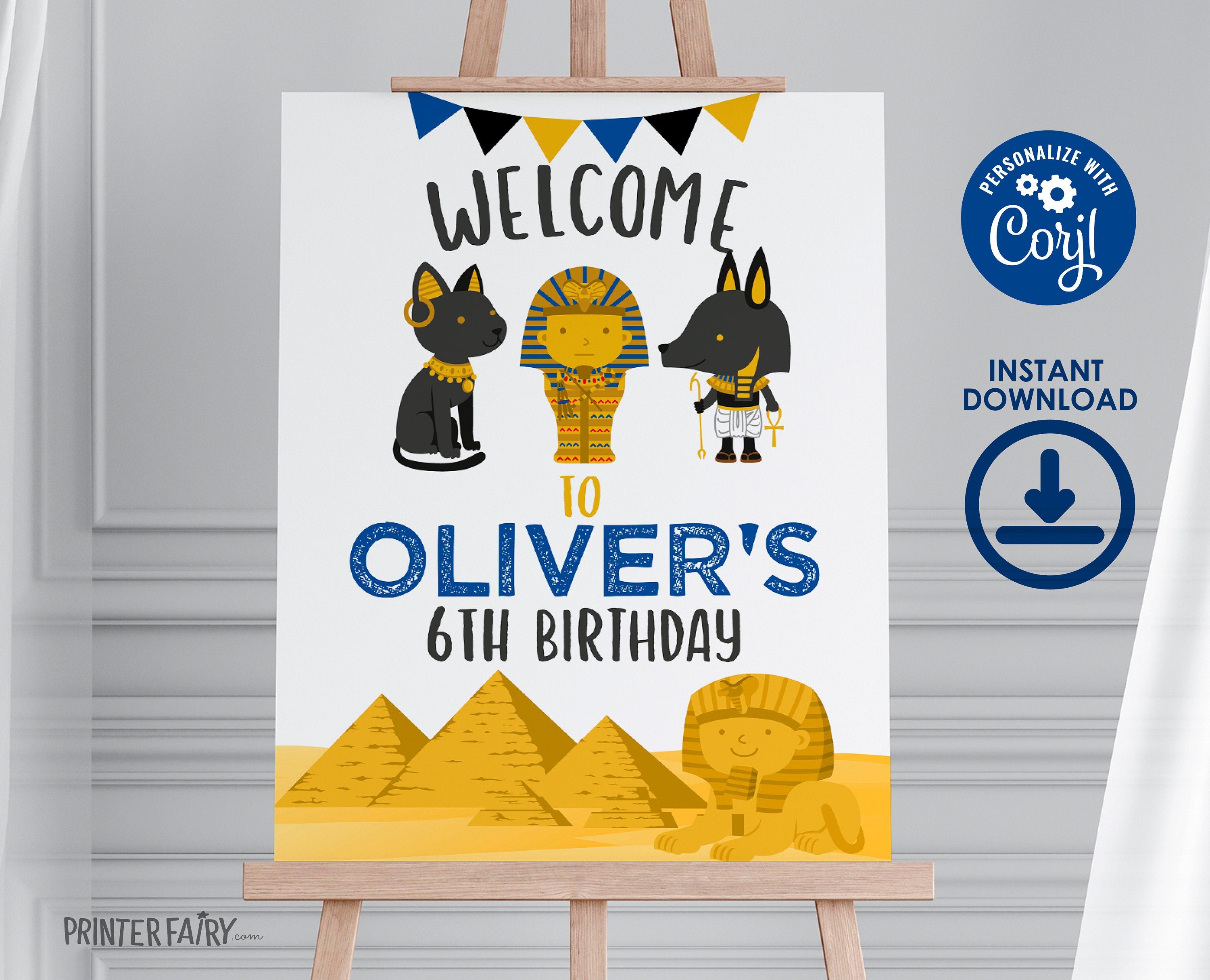 Egypt Birthday Party Welcome Sign Editable Template (Printable, Instant Download)
