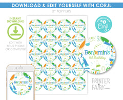 Editable Science Birthday Party Toppers, Printable Labels (Digital Download)