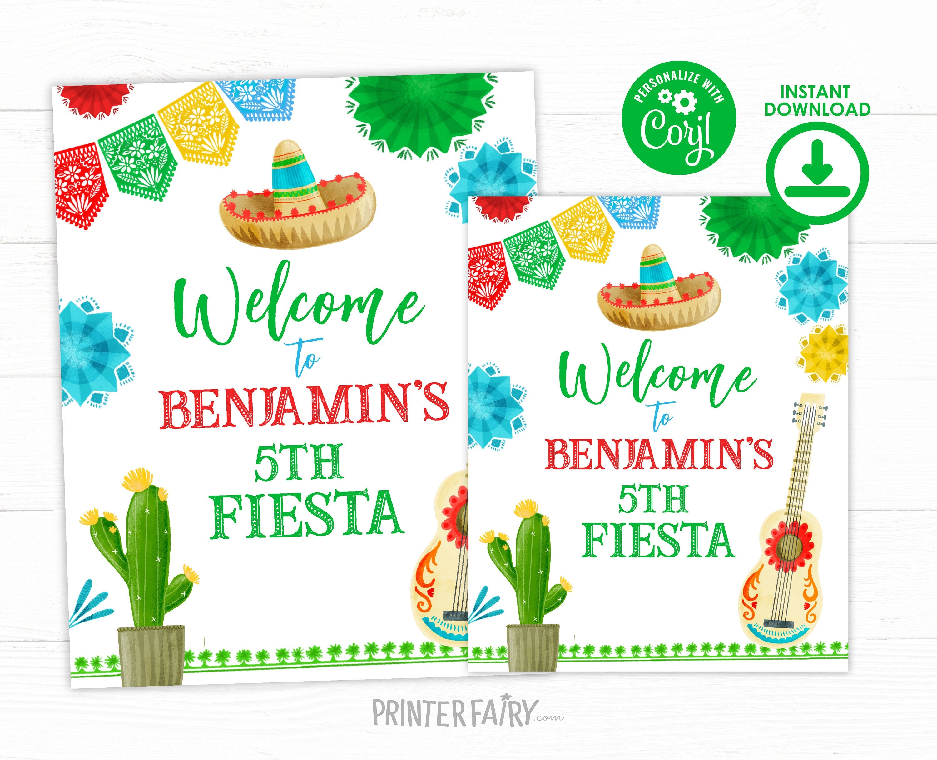 Cinco de Mayo Fiesta Party Welcome Sign Editable Template, Instant Download