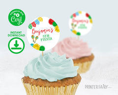 Mexican Fiesta Toppers, Editable TEMPLATE Label Stickers INSTANT DOWNLOAD