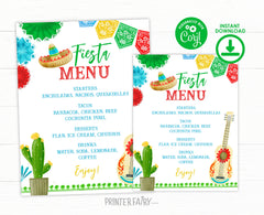 Cinco de Mayo Fiesta Editable Menu Sign Template, Instant Download