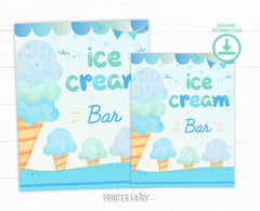 Ice Cream Bar Sign, Birthday Party Decor (Instant Download)