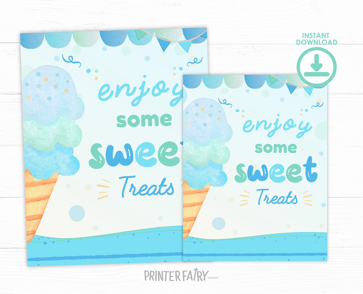 Ice Cream Birthday Party Sign, Sweet Treats Decor (Instant Download)