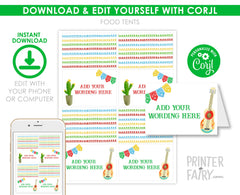 Cinco de Mayo Fiesta Food Tents Editable Template, INSTANT DOWNLOAD