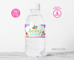 Cinco de Mayo Fiesta Party Water Bottle Label, Editable Template, Instant Download