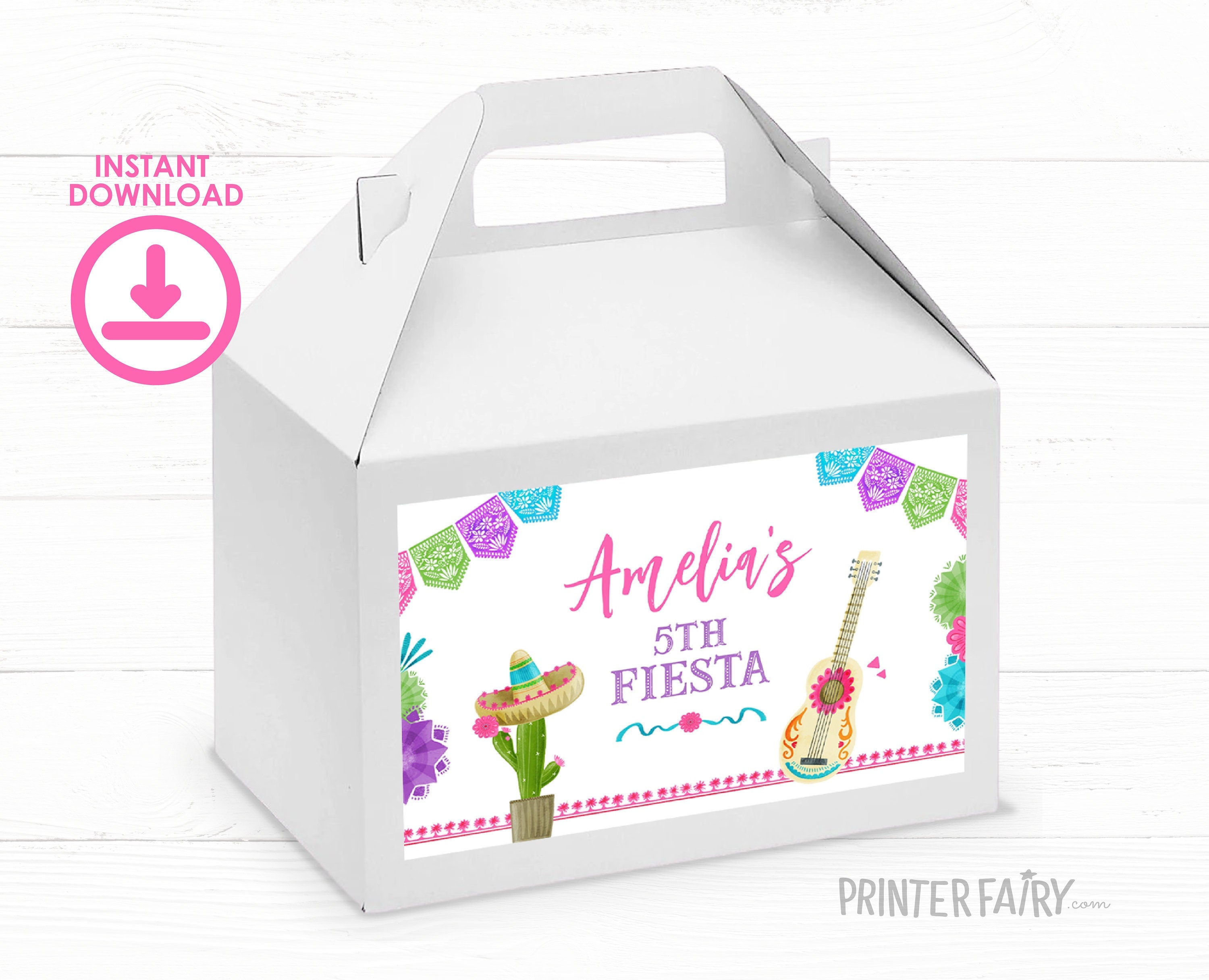 Fiesta Cinco de Mayo Party Favor Box Label, Instant Download