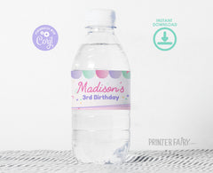 Editable Ice Cream Birthday Water Bottle Label (Digital Download)