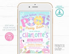 Pool Party Invitation, Editable Summer Birthday Bash (Digital Download)
