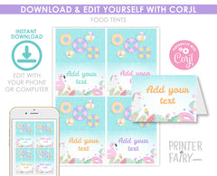 Pool Birthday Party Food Tents EDITABLE Template, Instant Download