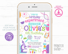 Editable Science Birthday Party Invitation